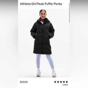 Athleta Girl Black Hooded Puffer Down Jacket